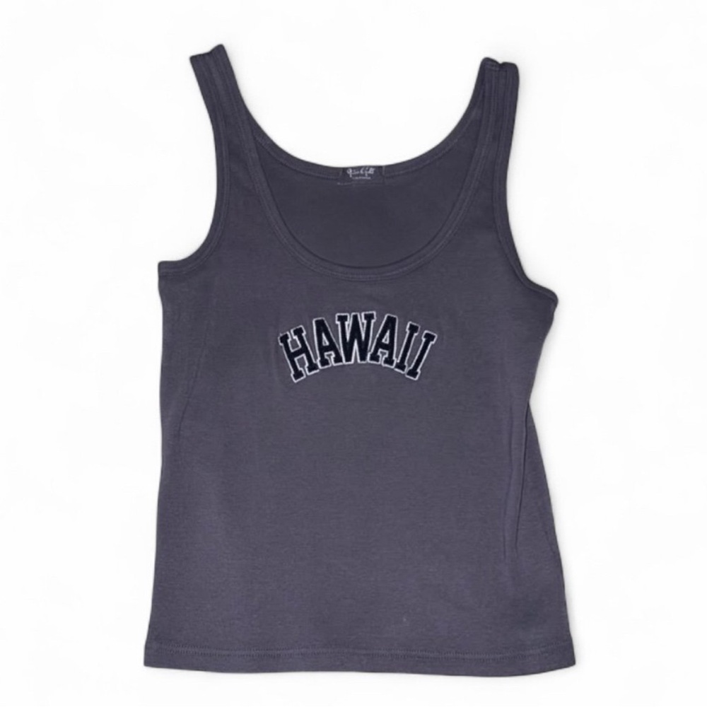 ✨Brandi Melville Ribbed Crop “Hawaii” Tank in Blue One Size NEW